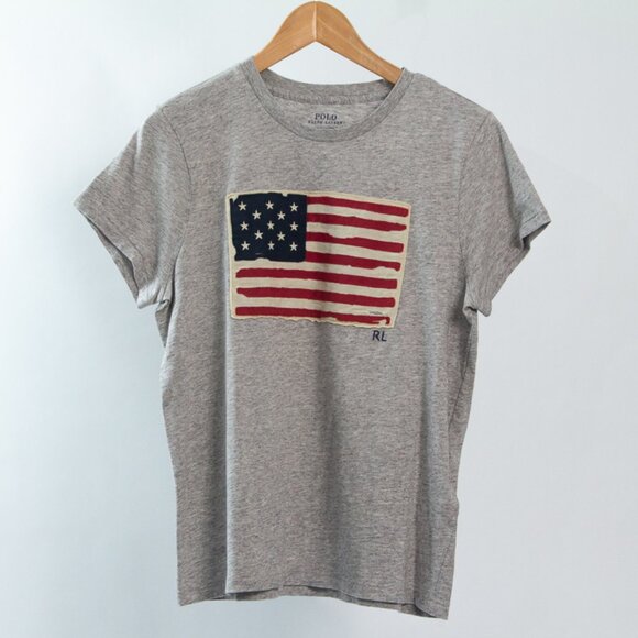 NWT Polo Ralph Lauren USA Flag Heather Gray T Shirt, XL - Picture 1 of 9